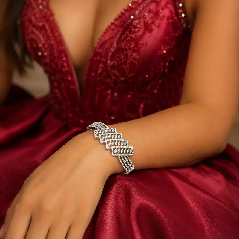 Diamond Accent Geometric Bracelet – Statement Bangle Jewelry