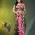 Forest green floral zari woven organza saree