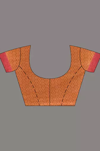Orange floral zari woven organza saree