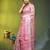 Baby pink floral zari woven organza saree