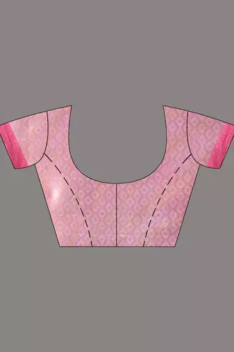 Baby pink floral zari woven organza saree