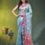 Sky blue floral zari woven organza saree