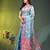 Sky blue floral zari woven organza saree