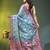 Sky blue floral zari woven organza saree