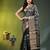 Elegant black organza saree with white floral embroidery & rich golden zari border