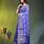 Elegant blue organza saree with white floral embroidery & rich golden zari border