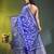 Elegant blue organza saree with white floral embroidery & rich golden zari border