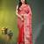 Elegant red saree with white floral embroidery & rich golden zari border