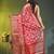 Elegant red saree with white floral embroidery & rich golden zari border