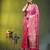 Elegant pink organza saree with white floral embroidery & rich golden zari border