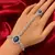 Royal Blue Sapphire Hathphool Hand Harness Bracelet, Silver Bridal Boho Wedding Jewelry