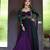Designer green & purple anarkali gown with dupatta for women