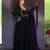 Designer green & purple anarkali gown with dupatta for women