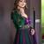 Designer green & purple anarkali gown with dupatta for women