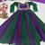Designer green & purple anarkali gown with dupatta for women