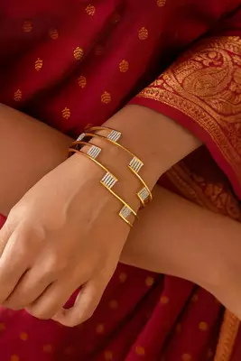 Gold Plated CZ Bangles Set: Indian Bridal Wedding Jewelry 1