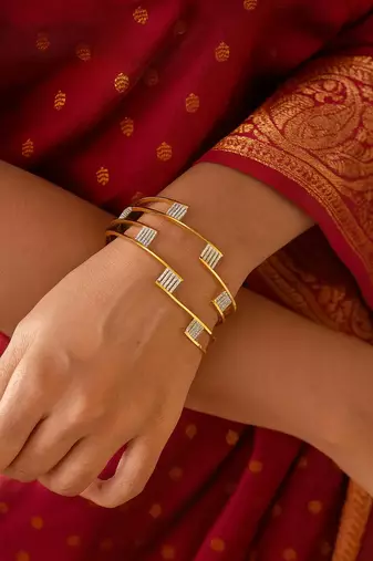 Gold Plated CZ Bangles Set: Indian Bridal Wedding Jewelry