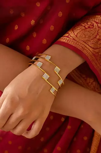 Gold Plated CZ Bangles Set: Indian Bridal Wedding Jewelry