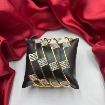 Gold Plated CZ Bangles Set: Indian Bridal Wedding Jewelry 2