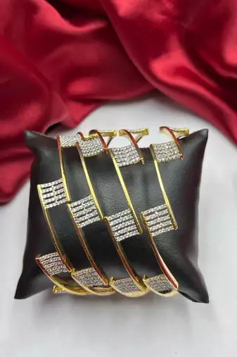 Gold Plated CZ Bangles Set: Indian Bridal Wedding Jewelry