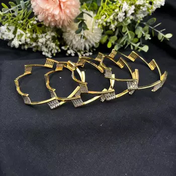 Gold Plated CZ Bangles Set: Indian Bridal Wedding Jewelry 4