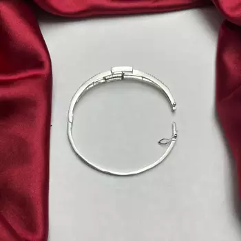 Geometric Rectangle Bangle, Cubic Zirconia Split-Shank Cuff Bracelet 2