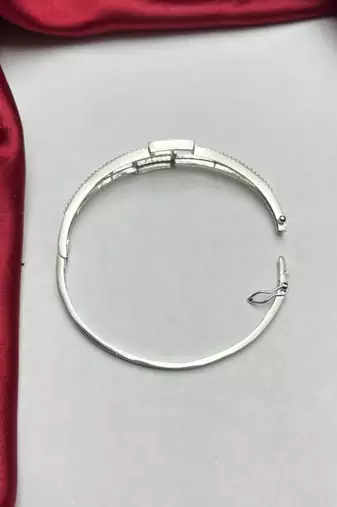Geometric Rectangle Bangle, Cubic Zirconia Split-Shank Cuff Bracelet
