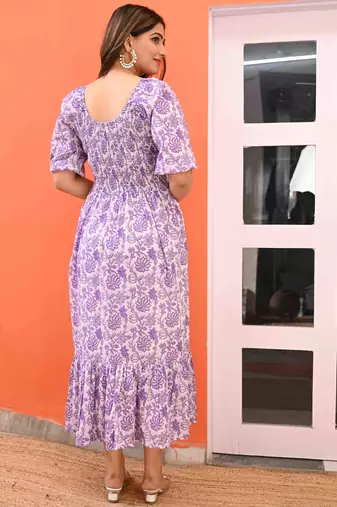 Purple cotton tier dress