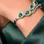Emerald Green Teardrop Bangle Bracelet, Silver Cubic Zirconia Cuff, May Birthstone Jewelry