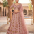 Elegant Dusty Rose Pink Embroidered Bridal Lehenga Choli with Dupatta