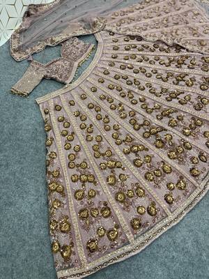Elegant Dusty Rose Pink Embroidered Bridal Lehenga Choli with Dupatta 4