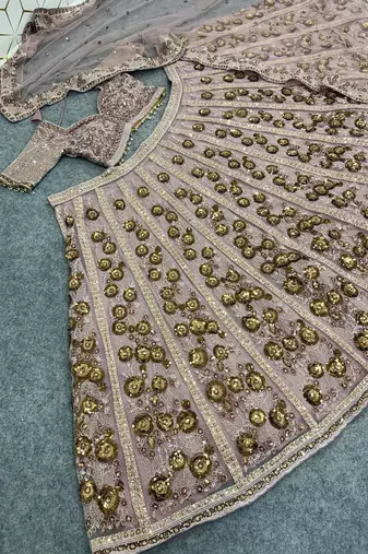 Elegant Dusty Rose Pink Embroidered Bridal Lehenga Choli with Dupatta