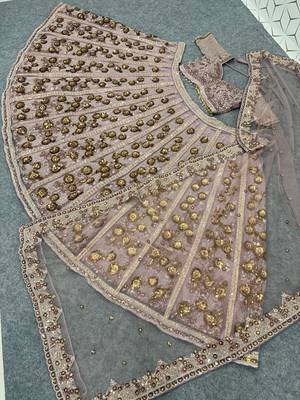 Elegant Dusty Rose Pink Embroidered Bridal Lehenga Choli with Dupatta 5