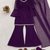Women wine georgette bell sleeve kurta with flared sharara & dupatta set