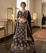 Elegant Black Embroidered Designer Lehenga Choli with Dupatta