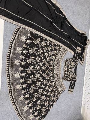 Elegant Black Embroidered Designer Lehenga Choli with Dupatta 4