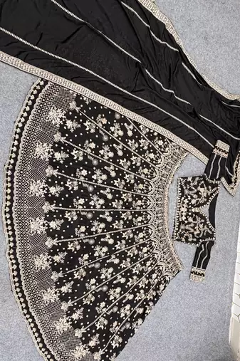 Elegant Black Embroidered Designer Lehenga Choli with Dupatta