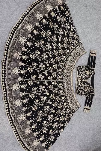 Elegant Black Embroidered Designer Lehenga Choli with Dupatta