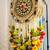 handmade peacock bird wall hanging decorativebeads & pom poms hanging for home decorations (pack of 2)
