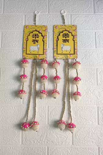 handmade cow painting latkan hanging decorations wall door hanging toran for rajasthani home decoration (pack of 2)