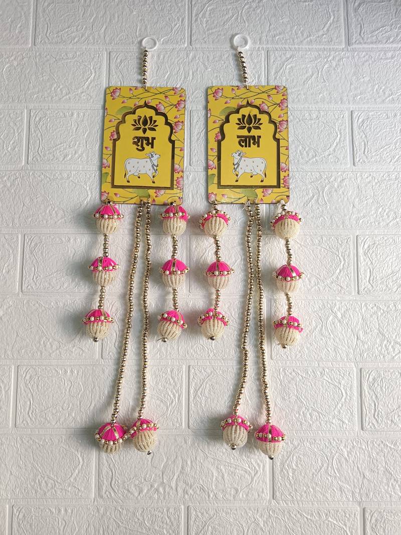 handmade cow painting latkan hanging decorations wall door hanging toran for rajasthani home decoration (pack of 2)