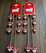 handcrafted cow mdf door hanging wall decorpink tassels traditional home decorative (pack of 2)