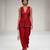 Red embroidered modal silk co ord set