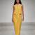 Yellow embroidered crepe drape skirt set