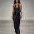 Black embroidered assam satin skirt set