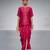 Pink embroidered tussar silk kurta skirt set