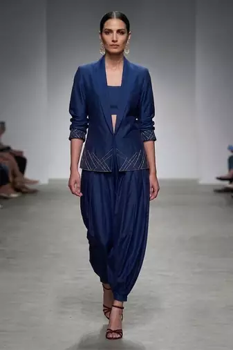 Blue embroidered dupion silk co ord set