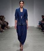 Blue embroidered dupion silk co ord set