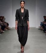 Black embroidered dupion silk co ord set