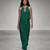 Green embroidered assam satin skirt set